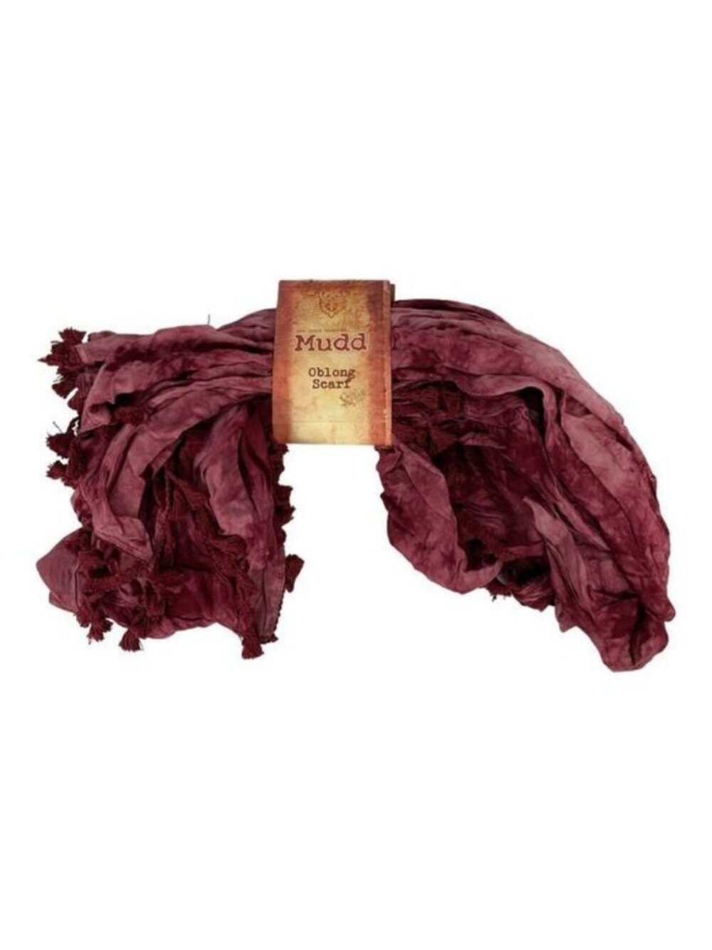 Mudd Oblong Scarf Womens Burgundy Lightweight Fringe Viscose Soft Versatile New